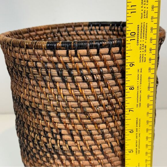 Brown Wicker Waste Basket Boho - Picture 4 of 5